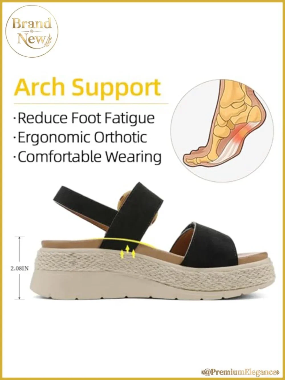 UBFEN Women's Platform Wedge Sandals Orthopedic Arch Support Espadrille